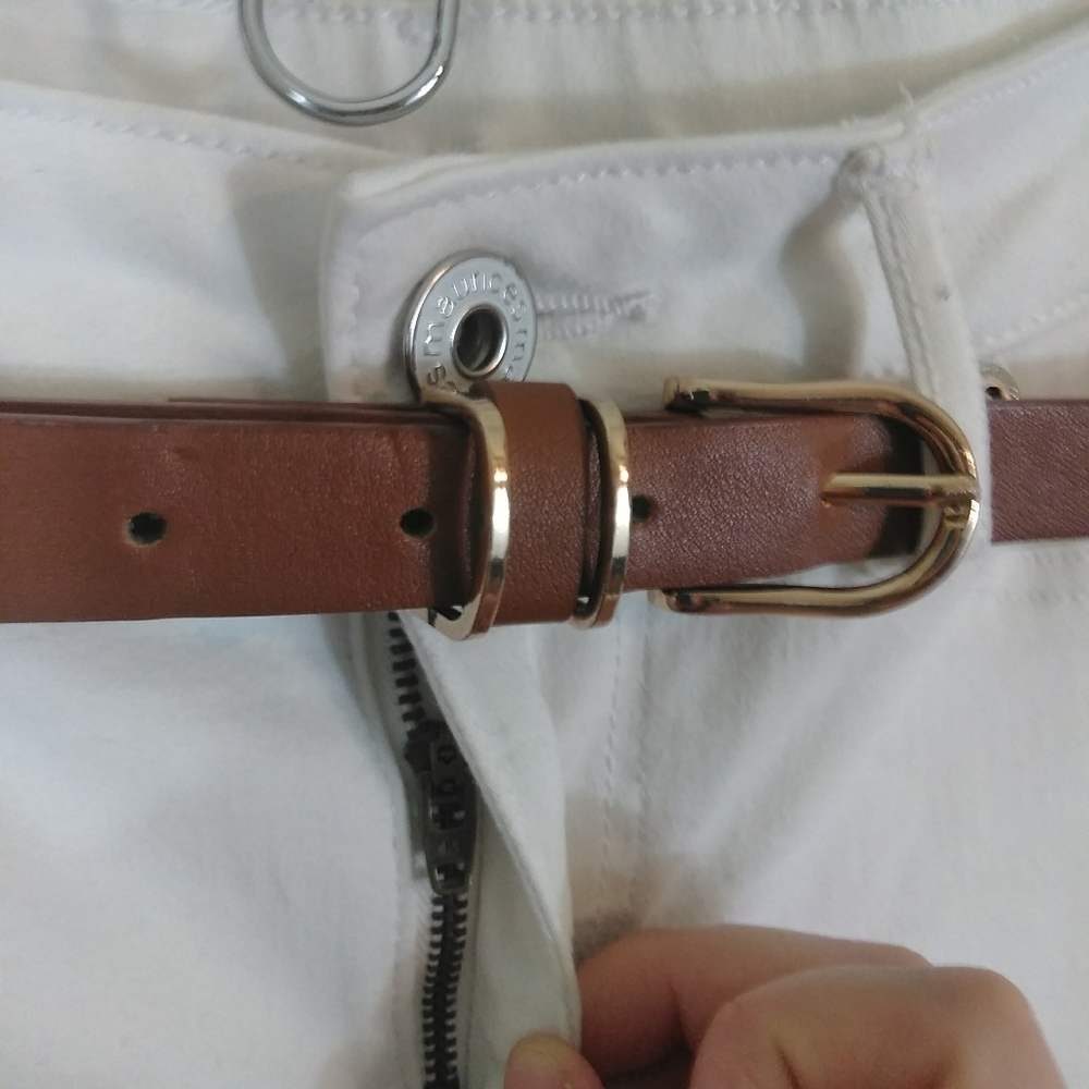 Maurices White Jeans Skinny Jeans Cotton Jegging Neutral Pants & Brown Belt - Picture 6 of 10